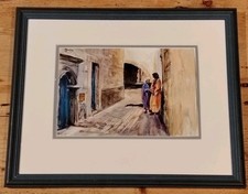 Really Nice Watercolour Painting Of 2 Ladies In An Arab Street