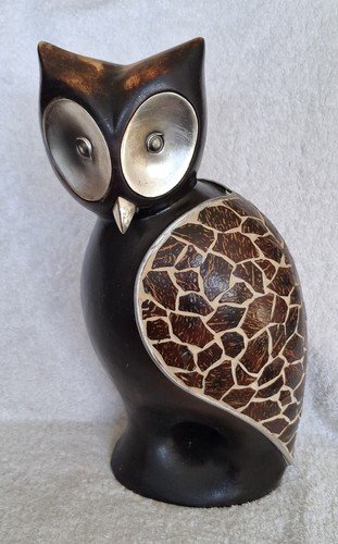 Vintage large wooden owl - vintage,