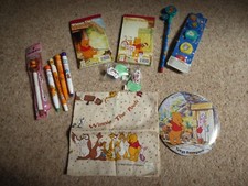 Winnie the Pooh Bundle of 14 - Tokyo Disney Badge & Stationery items Japan 90's