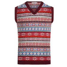 Mens Fairisle Knitted Tanktop Jumper Vintage Retro The Beatles Sweater 60s 70s