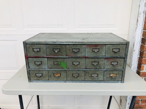 Vintage drawer wood library - 15,