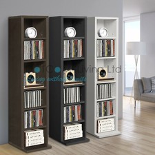 Black White DVD Storage Tower Rack CD unit shelf organizer archieve wood