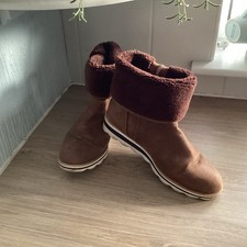 Women’s Dark Brown Faux Fur Lined Winter Boots by TU Sainsbury’s Size 6 Uk
