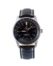 Breitling Navitimer A17326 Watch Black Dial Steel Leather Strap 2024 Box Papers