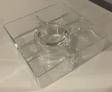 LSA International Serve Square Platter Handmade Clear Glass 5-Section Bowl Dish