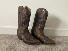 Loblan Vintage Brown Leather Cowboy Boots - Size UK 8, EU 42
