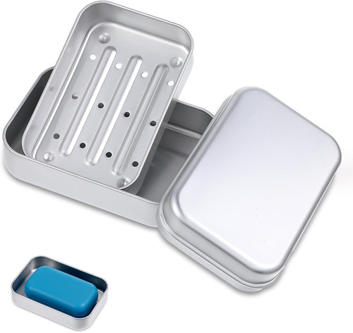Aluminium travel soap dish - aluminium,