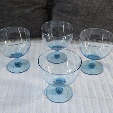 Set of 4 Blue Glass Stemmed