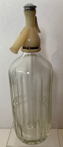 Vintage etched glass soda - etched,