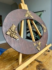 Lovely Antique Carved Oak Oval Picture Frame 16" x 12" Ext. Arts & Crafts Gesso