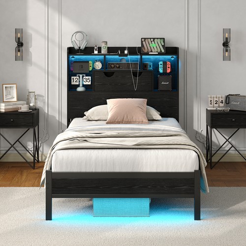Twin size bed - frame, led