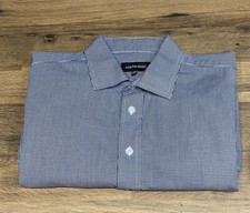 Austin Reed Blue & White Check Cotton Long Sleeve Button Up Mens Shirt 16R