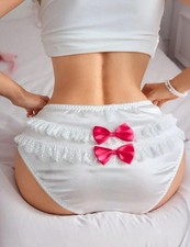 WHITE silky feel satin panties