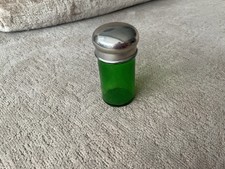 Small Green Glass Smelling Salts Bottle With Silver Plate Lid