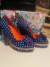 Irregular Choice Women's Heels 6/39 Royal Blue Polka Dots Great Used Condition