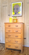 ART DECO LIGHT OAK CHEST OF