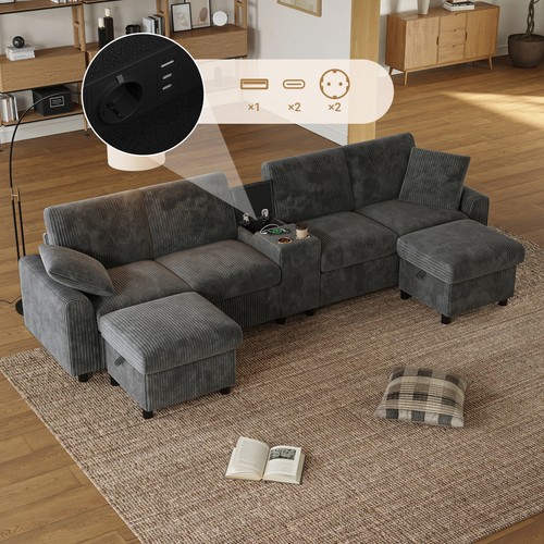 Shaped sectional sofa bed - u, w/