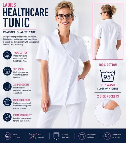 Womans white healthcare tunic - womans,