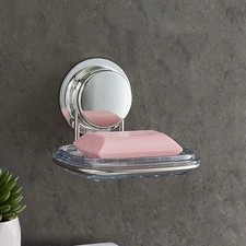Bathroom Soap Dishes Holder Suction Cup Wall Mounted No Punch Tray Toilet UK