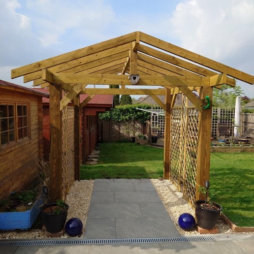 Wooden pergola open - -, roof