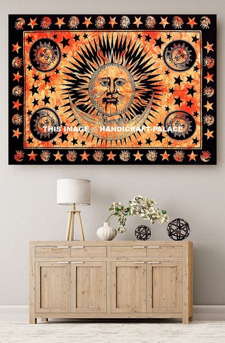 Hippie sun and moon tapestry - sun,