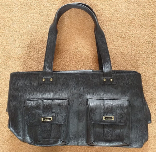 Large black faux - , leather