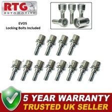 12x Bolts + 4x EVO5 Locking Wheel Bolts For Peugeot 306 1993-2003 (Alloy Wheels)