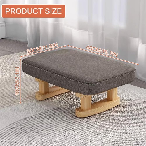 Grey footstool with - , wooden
