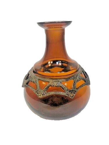 Amber colored vase skinny neck - colored,