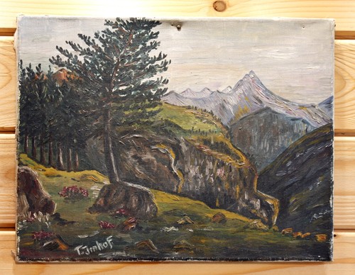 Vintage french oil painting - vintage,