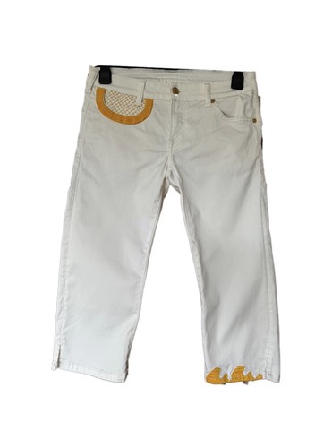 Evisu ecru capri cropped - ecru,