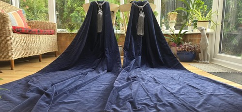 Vintage blue cotton velvet - blue,
