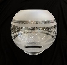 OIL LAMP GLOBE (KNOWN AS ETCHED) acid Clear Traditional Glass vintage lamp shade