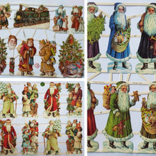 Victorian Style Paper Scraps Decoupage Christmas Train Father Christmas Tree