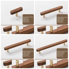 Walnut brass cabinet knobs - walnut+brass,