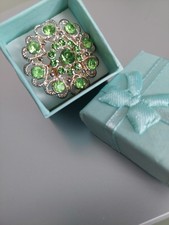 ladies green brooch in gift box great gift idea or raffle / tombola prize