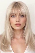 Ombre White Blonde Wigs with Bangs 100% Human Hair Lace Front Wigs Ash Roots