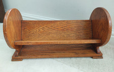 Antique  oak book trough, rest, rack, shelf, round ends, booktrough, 42cm