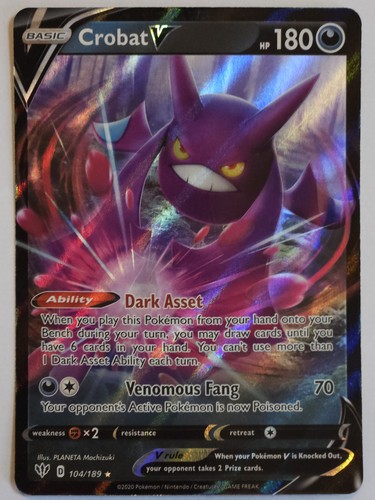 Crobat 104 189 holo rare - crobat, v