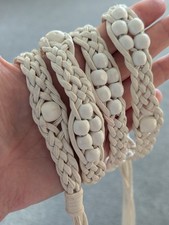 Beaded tie Belt Onesize Womens White Vegan PU Leather Bohemian Y2K GenZ Western 