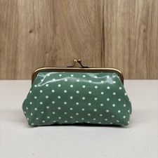 Cath Kidston Green White Spotty Cotton PVC Fabric Clip top Coin Purse