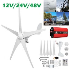 3KW 12V/24V/48V 5 Blades Wind Turbine Generator Charge Controller Power Inverter