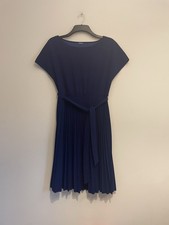 Ladies Pleated A-Line Midi Dress, Stretchy (Blue) Size 14