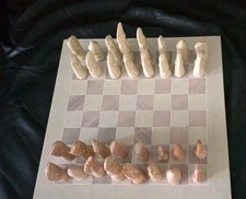 African Soapstone Chess Set & Board Handcarved & Unique