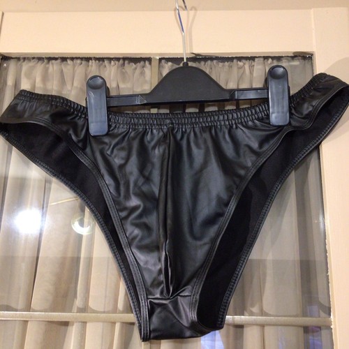 Mens shiny black briefs - shiny, 1