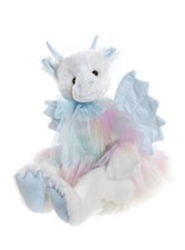 Charlie Bears 2024 Kenna Dragon Teddy Bear Grey Plush Toy Bow Fantasy Bow GIft