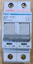 Hager SB263, SB 263, Double Pole 63Amp Isolator- BS60947-3