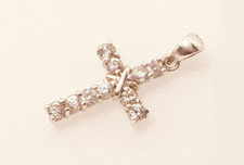 Gorgeous Sparkling White Stones Holy Cross Pendant 925 solid silver #19886