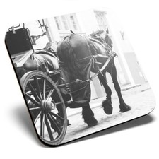 Square Single Coaster bw - Horse & Carriage Vintage Retro  #43035