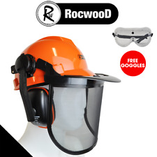RocwooD Chainsaw Safety Helmet Metal Mesh Full Visor Forestry FREE Goggles